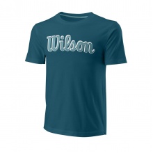 Wilson Tennis Tshirt Script Eco Cotton (Baumwolle, Slim Fit) 2022 blaugrün Herren